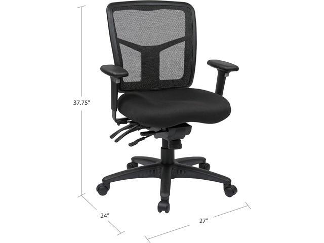 Office Star ProGrid Breathable Mesh Manager's Office Chair with Adjustable Seat Height, Multi-Function Tilt Control and Seat Slider, Mid Back, Coal...