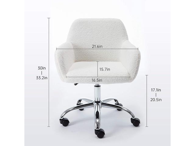 KCC Faux Fur Vanity Makeup Desk Chair, Comfy Fluffy Swivel Modern Leisure Armchair with Wheels, Upholstered Fuzzy Height Adjustable for Teens Women...