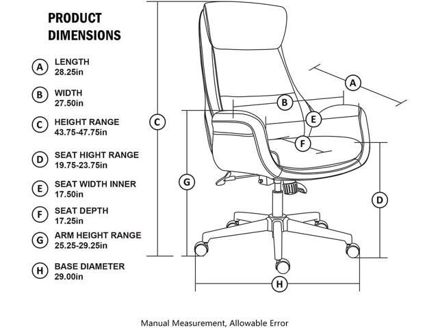 Glitzhome Adjustable High-Back Office Chair Executive Swivel Chair PU Leather Desk Chair, Camel