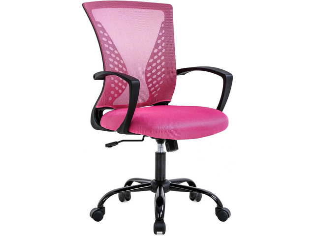 Office Chair Desk Chair Computer Chair with Lumbar Support Armrest Mid Back Rolling Swivel Task Adjustable Mesh Ergonomic Chair for Women Adults, Pink
