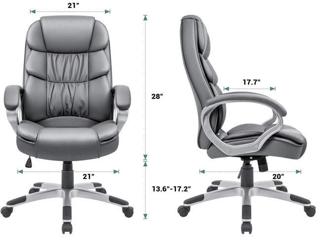GUNJI Office Chair PU Leather High Back Executive Chair Ergonomic Computer Chair, Modern Adjustable Home Desk Chair Swivel Managerial Chair with...