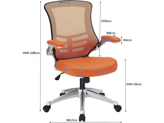 Modway EEI-210-ORA Attainment Mesh Back and Vinyl Seat Modern Office Chair in Orange 26.5'L x 26.5'W x 39.5-43.5'H