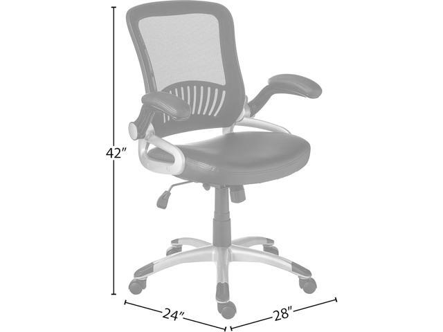 Office Star EM Series Bonded Leather Manager's Adjustable Office Desk Chair with Thick Padded Seat and Built-in Lumbar Support, Black with Silver...