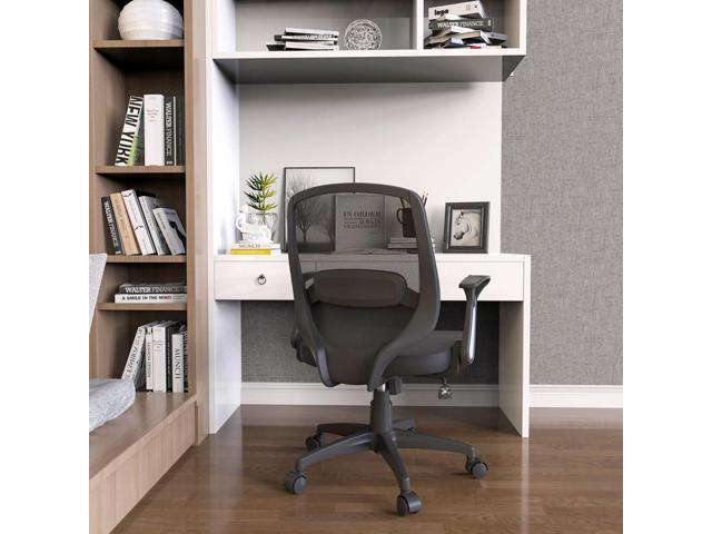 KOLLIEE Mid Back Mesh Office Chair Ergonomic Swivel Black Desk Office Chair Flip Up Armrests with Lumbar Support Adjustable Height Computer Task...