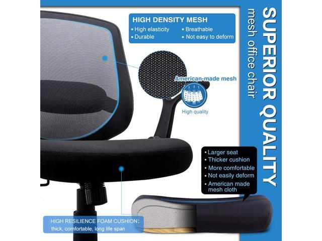 KOLLIEE Mid Back Mesh Office Chair Ergonomic Swivel Black Desk Office Chair Flip Up Armrests with Lumbar Support Adjustable Height Computer Task...