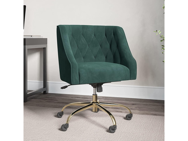 BELLEZE Modern Home Office Chair, Rolling Swivel Desk Chair, Upholstered Velvet Accent Chair, Stylish Comfy Vanity Chair, Adjustable Height -...
