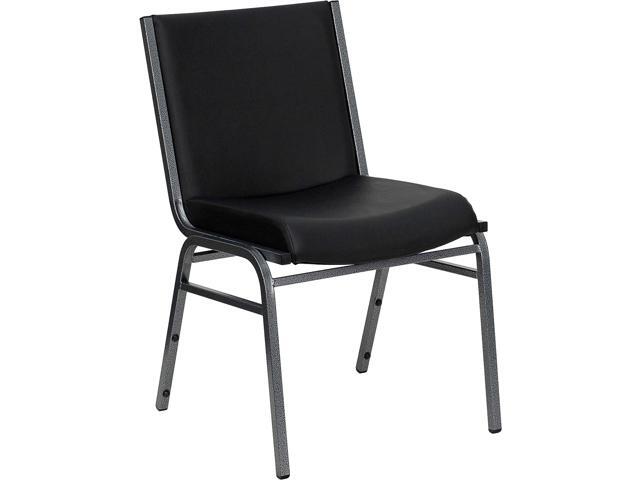 Flash Furniture HERCULES Series Heavy Duty Black Vinyl Stack Chair with Ganging Bracket