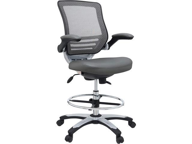 Modway EEI-211 Edge Drafting Chair - Reception Desk Chair - Flip-Up Arm Drafting Chair in Gray