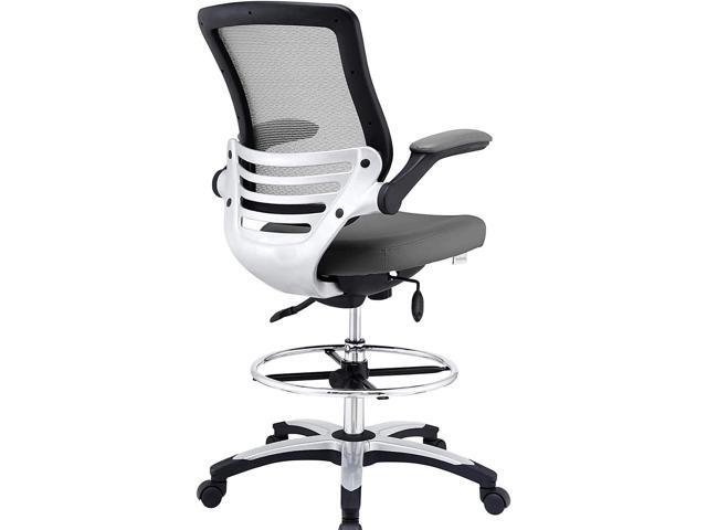 Modway EEI-211 Edge Drafting Chair - Reception Desk Chair - Flip-Up Arm Drafting Chair in Gray