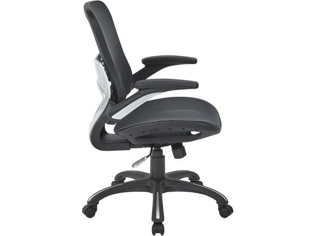 Office Star Ventilated Manager's Office Desk Chair with Breathable Mesh Seat and Back, Black Base, Black