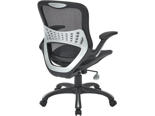 Office Star Ventilated Manager's Office Desk Chair with Breathable Mesh Seat and Back, Black Base, Black