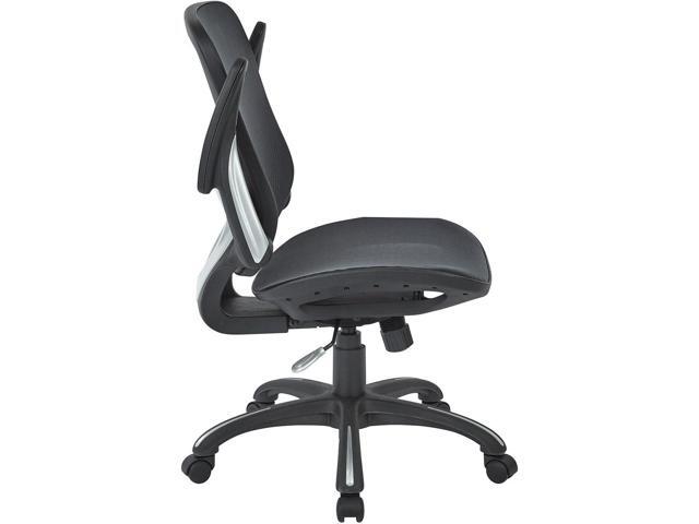 Office Star Ventilated Manager's Office Desk Chair with Breathable Mesh Seat and Back, Black Base, Black