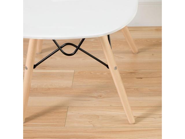 South Shore Annexe Mid-Century Modern Eiffel Office Chair, Wooden Legs, Clear and White 19.5D x 16.25W x 32.5H in