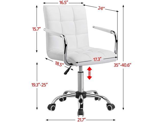 Topeakmart Modern Rolling White Desk Chair with Armrests/Wheels Heavy Duty Base SGS-Certified Gaslift Cylinder Comfortable Computer Chair, 265lb...