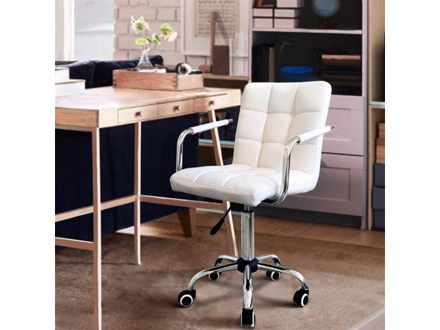 Topeakmart Modern Rolling White Desk Chair with Armrests/Wheels Heavy Duty Base SGS-Certified Gaslift Cylinder Comfortable Computer Chair, 265lb...
