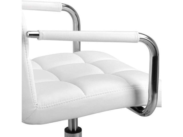 Topeakmart Modern Rolling White Desk Chair with Armrests/Wheels Heavy Duty Base SGS-Certified Gaslift Cylinder Comfortable Computer Chair, 265lb...
