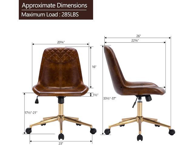 DUHOME Modern PU Leather Office Chair Desk Chair Swivel Computer Chair with Gold Base Yellowish-Brown