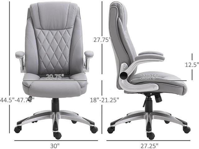 Vinsetto High Back 360° Swivel Ergonomic Home Office Chair with Flip Up Arms, Faux Leather Computer Desk Rocking Chair, Grey