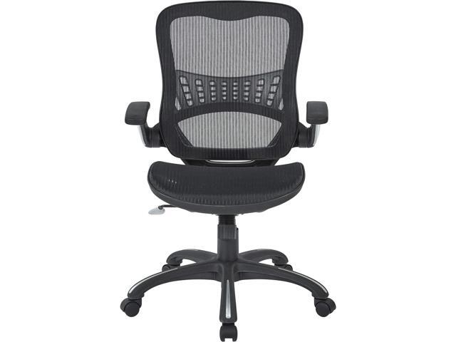 Office Star Riley Ventilated Manager's Office Desk Chair with Breathable Mesh Seat and Back, Black Base with Black