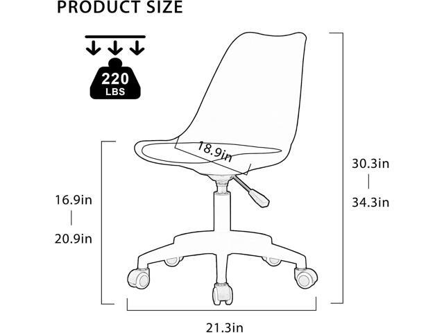 Acrylic Clear Desk Chair Modern Home Office Ghost Chairs with Wheels Cute Armless Rolling Vanity Plastic Chair with Adjustable Height (Clear)