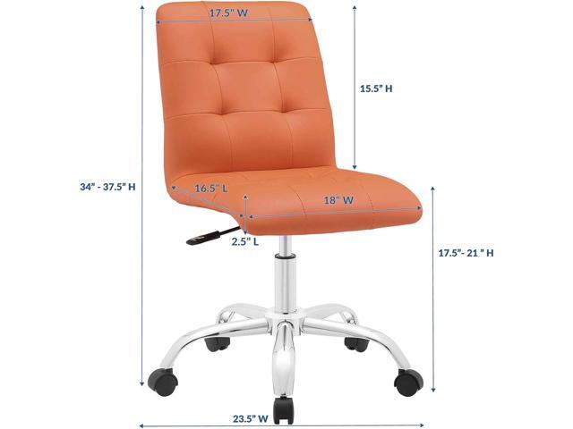 Modway Prim Ribbed Armless Mid Back Swivel Conference Office Chair In Orange