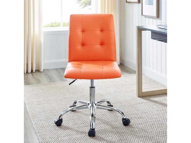 Modway Prim Ribbed Armless Mid Back Swivel Conference Office Chair In Orange
