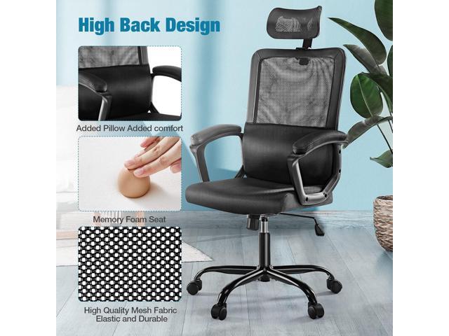 OLIXIS Ergonomic High Back Office Chair Breathable Mesh with Adjustable Headrest and Lumbar Support, Executive Padded Armrest, Height Computer...