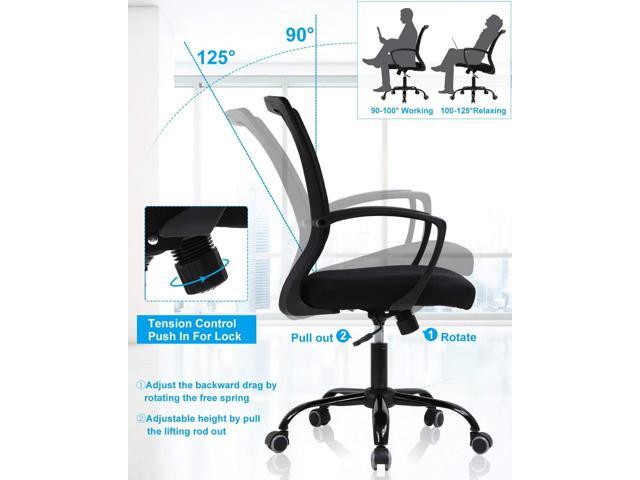 Home Office Chair, Ergonomic Desk Chair Mesh Mid Back Adjustable Height Computer Chair with Lumbar Support and Armrest Executive Arbitrary Rolling...