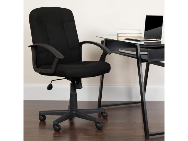 Flash Furniture Garver Mid-Back Black Fabric Executive Swivel Office Chair with Nylon Arms