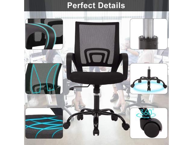 Office Chair Desk Chair Computer Chair Ergonomic Mid Back Mesh Chair with Lumbar Support & Armrest Modern Adjustable Height Swivel Task Executive...