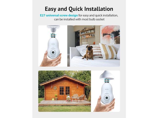 LaView 4MP Bulb Security Camera 2.4GHz,360° 2K Security Cameras Wireless Outdoor Indoor Full Color Day and Night, Motion Detection, Audible Alarm,...