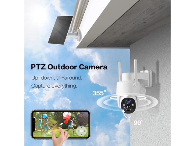 Solar Security Cameras Wireless Outdoor, 2K Pan Tilt 360° View Battery Powered 2-Way Talk Outdoor Camera Wireless 3MP PTZ WiFi Surveillance Cam...