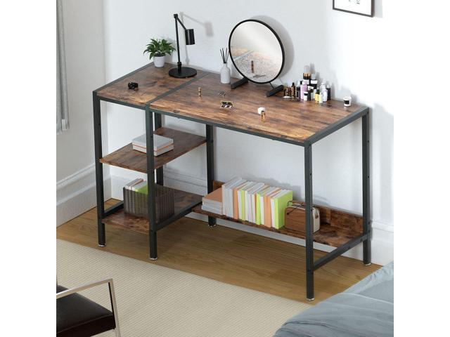 Gaming/Computer Desk - 47 Home Office Small Desk with Monitor Stand, Rustic Writing Desk for 2 Monitors, Adjustable Storage Space, Modern Design...