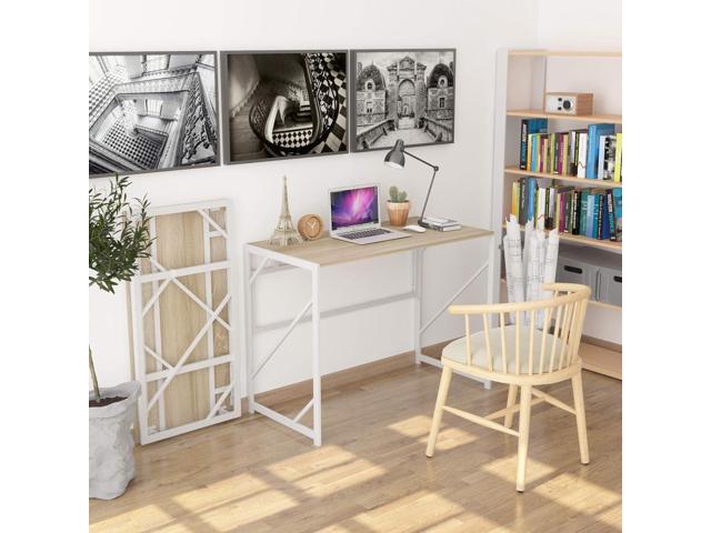 Elephance Folding Desk Writing Computer Desk for Home Office, No-Assembly Study Office Desk Foldable Table for Small Spaces