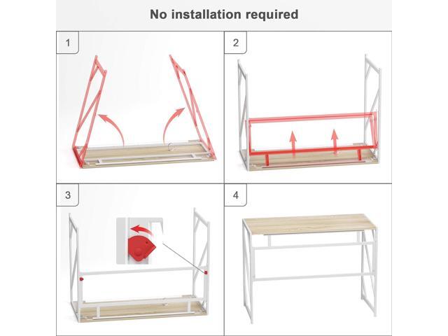 Elephance Folding Desk Writing Computer Desk for Home Office, No-Assembly Study Office Desk Foldable Table for Small Spaces