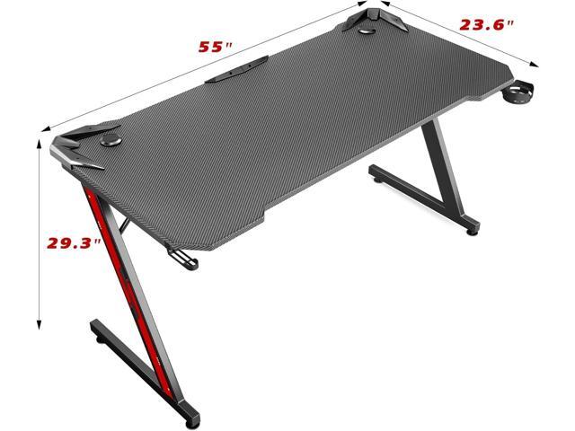 Homall Gaming Desk Computer Desk Gaming Table Z Shaped Pc Gaming Workstation Home Office Desk with Carbon Fiber Surface Cup Holder and Headphone...