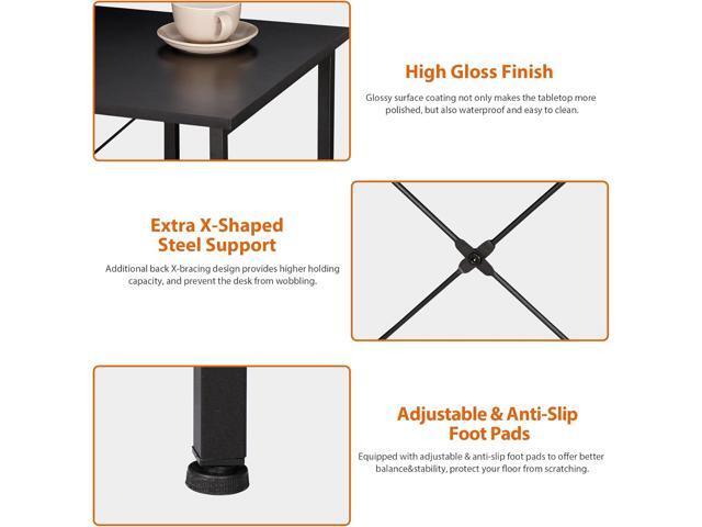 ZENY Small Computer Desk with Storage Shelves, 36 Sturdy Home Office Writing Desk/Laptop PC Workstation Desk, Metal Frame Computer Table, Black
