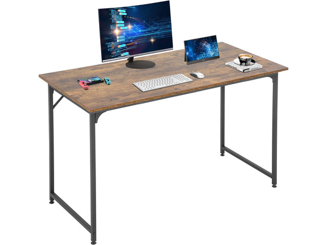 FDW Computer Desk Home Office Desk 47W x 19D Gaming Desk Corner Writing Black Large Student Art Modren Simple Style PC Wood and Metal Desk...