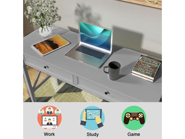 Lewahom Computer Desk with 2 Drawers, Elegant Home Office Writing Study Desk with Storage, Modern Simple Vanity Desk Console Table for Living Room,...