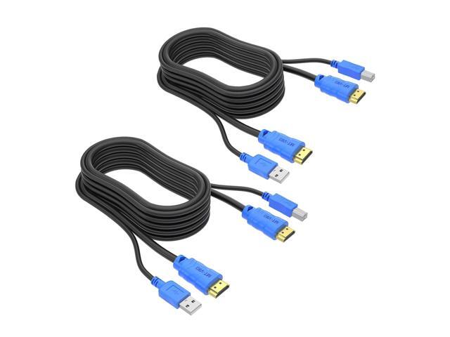MT-VIKI 2 Pack USB KVM Cable - 6ft, 4K HDMI USB A/B Twin Cord for Standard KVM Switch