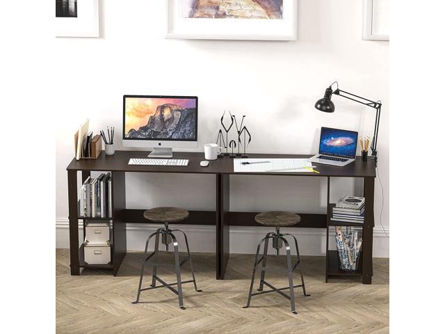 SHW Home Office Computer Desk with Shelves, Espresso