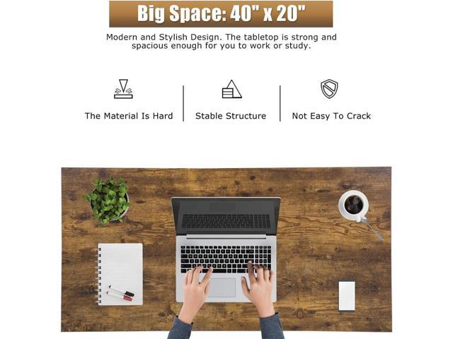 FDW Computer Desk Home Office Desk Gaming Desk Corner Writing Black Large 47L x 23W Student Art Modren Simple Style PC Wood and Metal Desk...