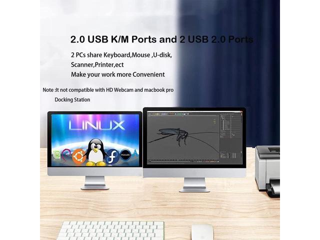 Dual Monitor KVM Switch HDMI 2 Port,USB Kvm Switch for 2 Computers Share 2 Monitors with USB 2.0 Hub,4K@60Hz,No Power,Dual Display Kvm for Dual...