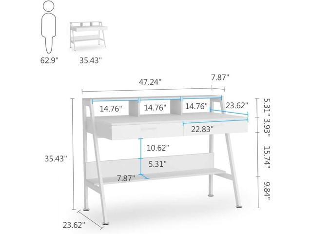 Tribesigns Computer Desk with Storage Shelf & Drawers, Modern 47 inch Office Writing Desk Study Table with Monitor Stand Riser for Home Office Use...