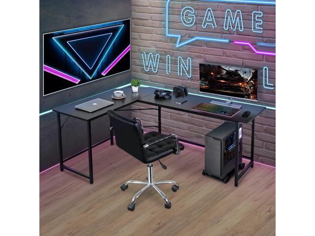 ZenStyle 66' Modern L-Shaped Corner Computer Desk Home Office LaptopTable Gaming Workstation with CPU Stand 66.5'' x 47.3'' x 29.3'' (Black)