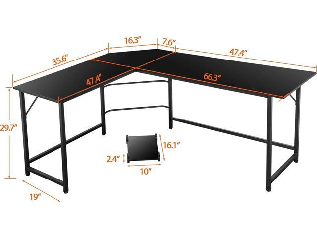 ZenStyle 66' Modern L-Shaped Corner Computer Desk Home Office LaptopTable Gaming Workstation with CPU Stand 66.5'' x 47.3'' x 29.3'' (Black)
