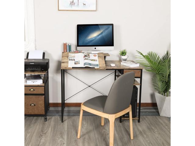 X-cosrack Computer Desk with Storage Shelves Drawer, 43 Home Office Desk with Monitor Stand, Adjustable & Tiltable Draft Drawing Table Writing...