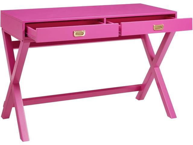 Linon PG138RSP01U Linon Home Decor Peggy Raspberry Pink Writing Desk Desk, Raspberry Pink, 44'W x 20'D x 30'H