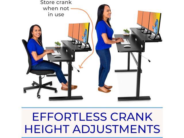 Stand Steady Tranzendesk 55 Inch Dual Level Standing Desk with Shelf Easy Crank Height Adjustable Sit to Stand Desk Stand Up Workstation with...