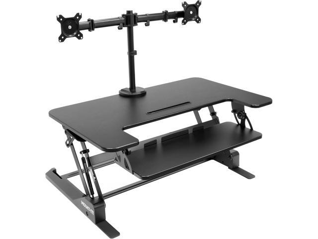 Mount-It! Standing Desk Converter with Bonus Dual Monitor Mount Included - Height Adjustable Stand Up Desk - Wide 36 Inch Sit Stand Workstation...